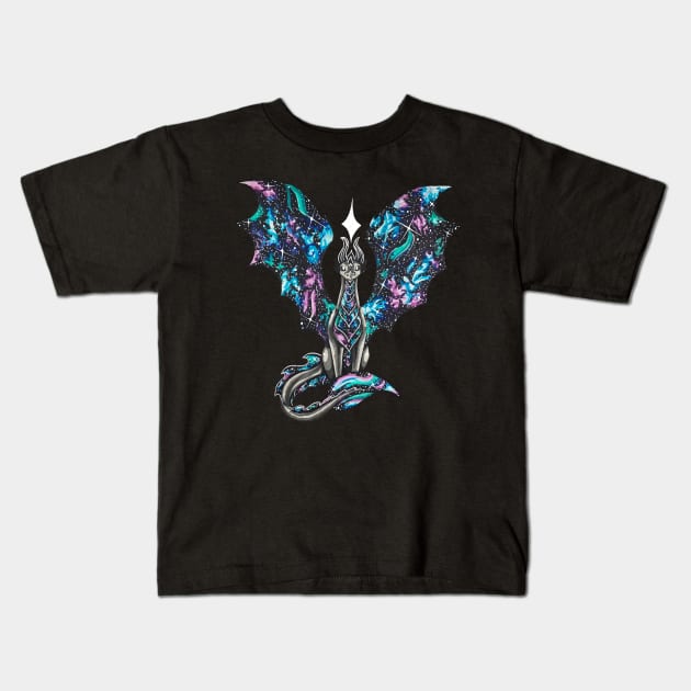 Galaxy Dragon Kids T-Shirt by Lady Lilac